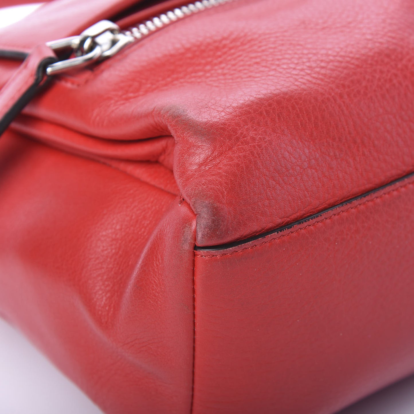 Waxy Grained Calfskin Mini Pandora Pure Flap Bag Medium Red