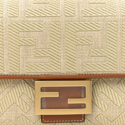 Fendi Raffia Vitello King Lucido FF Embroidered Baguette Alchemy Brandy 8 of 11