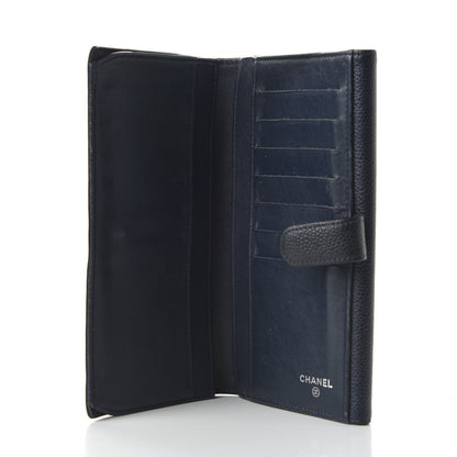 Chanel Caviar CC Long Flap French Wallet Navy Blue 5 of 12