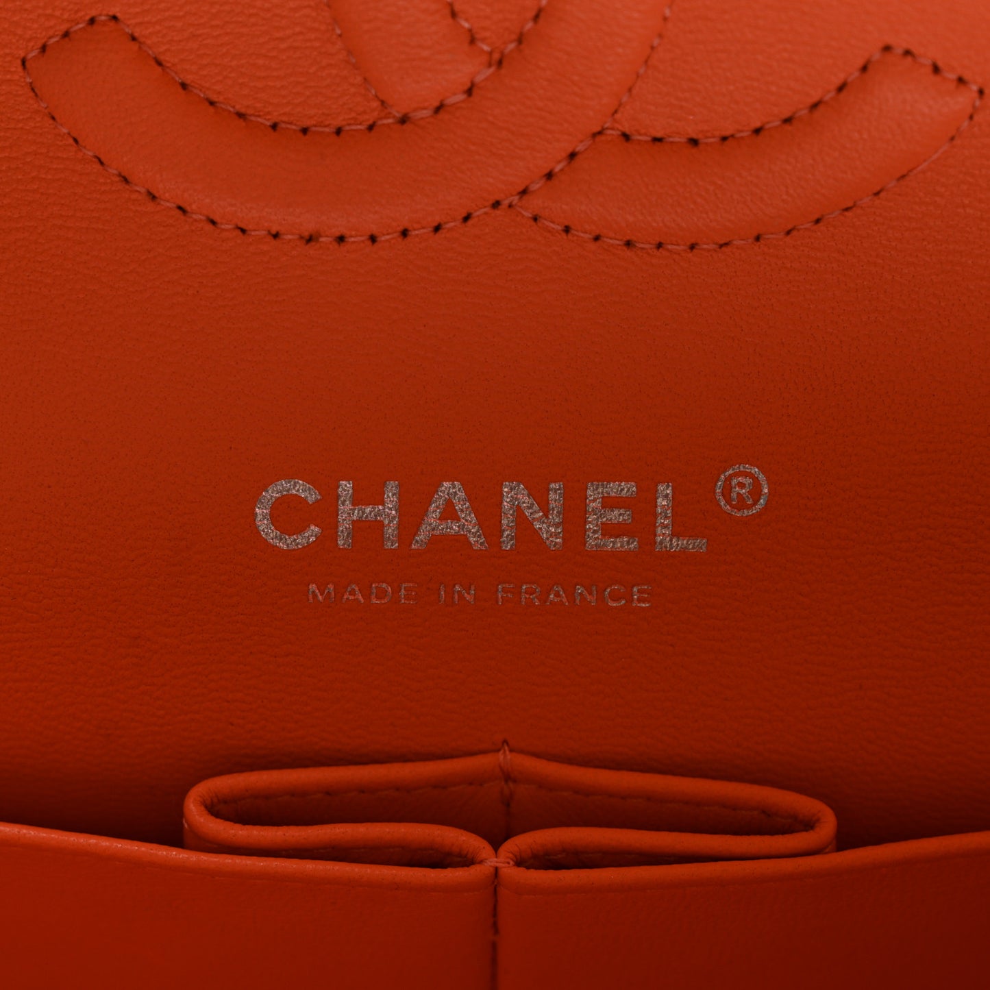 Lambskin Quilted Medium Double Flap Orange