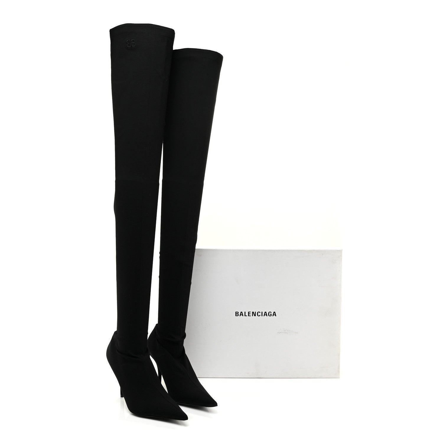 Balenciaga Spandex Pointed Toe Knife Thigh High Boots 38 Black 7 of 7