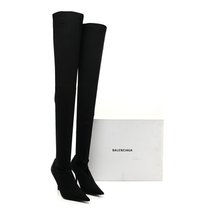 Balenciaga Spandex Pointed Toe Knife Thigh High Boots 38 Black 7 of 7