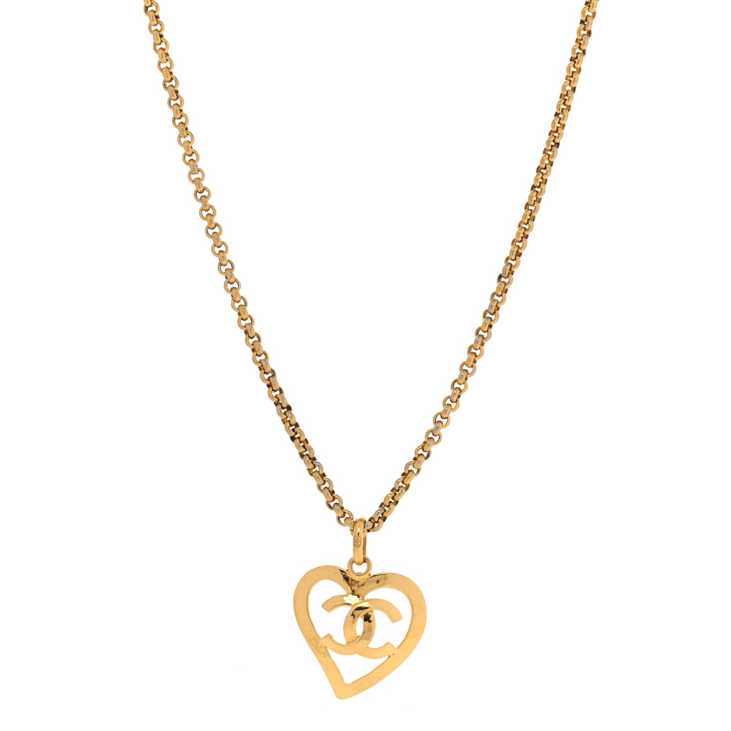 CC Heart Chain Pendant Necklace Gold