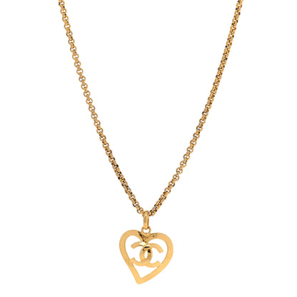 Chanel CC Heart Chain Pendant Necklace Gold 1 of 7