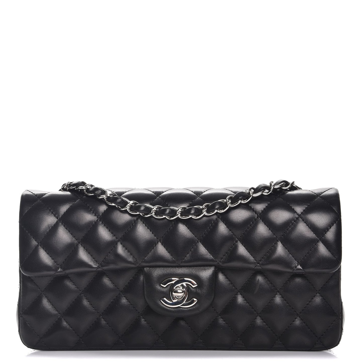 Lambskin Quilted East West Flap Black