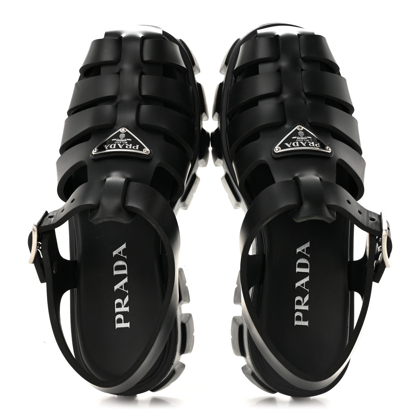 Foam Rubber Triangle Logo Monolith 55mm Cage Sandals 38 Black
