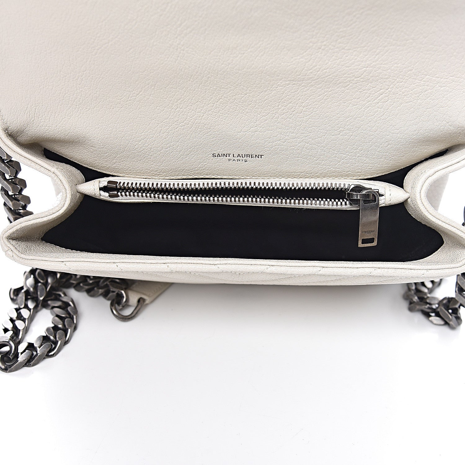 Saint Laurent Sheepskin Matelasse Chevron Monogram Medium College Bag Dove White 5 of 11