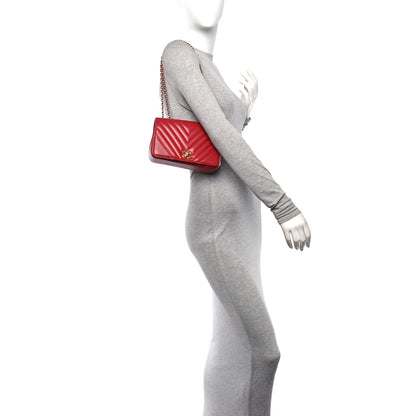 Chanel Calfskin Chevron Quilted Mini Statement Flap Red 2 of 9
