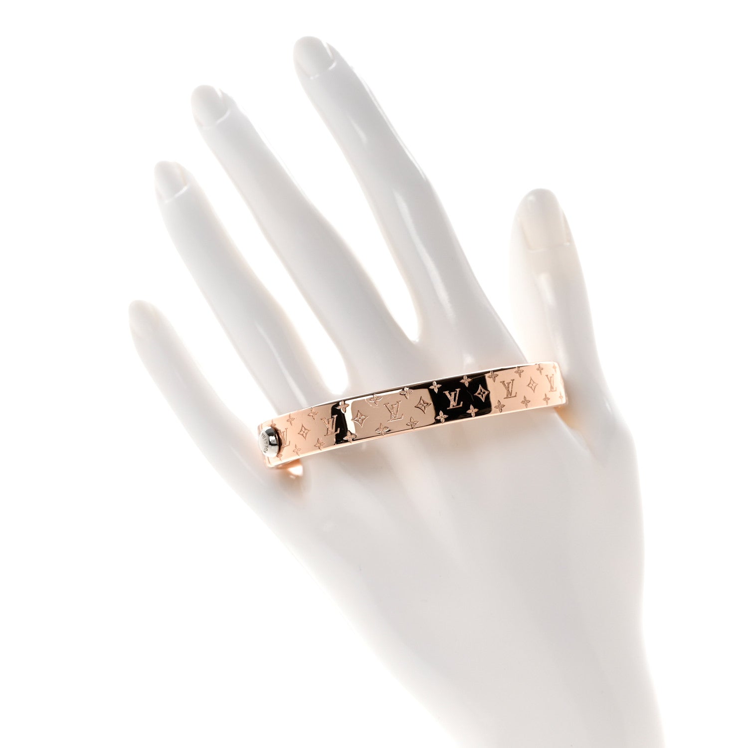 Louis Vuitton Brass Monogram Nanogram Cuff M Pink Gold 2 of 6