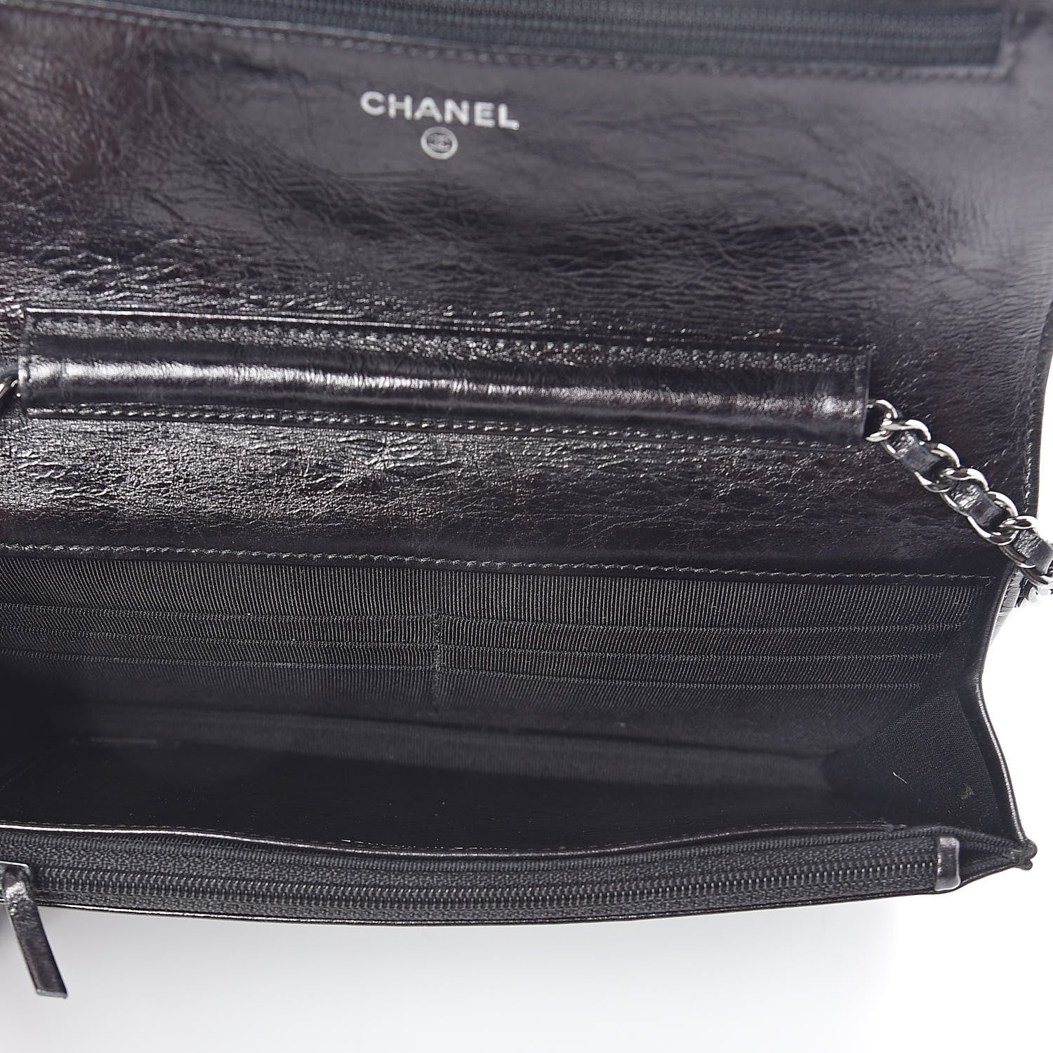 Chanel Glazed Aged Calfskin Reissue Wallet On Chain WOC Black 5 of 11