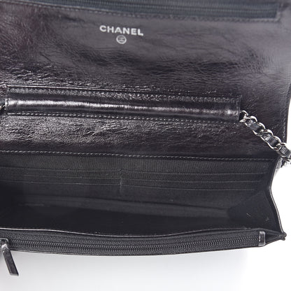 Chanel Glazed Aged Calfskin Reissue Wallet On Chain WOC Black 5 of 11