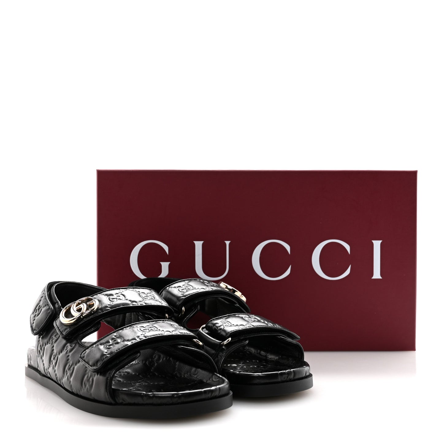 Guccissima GG Embossed Womens Sandals 38 Black