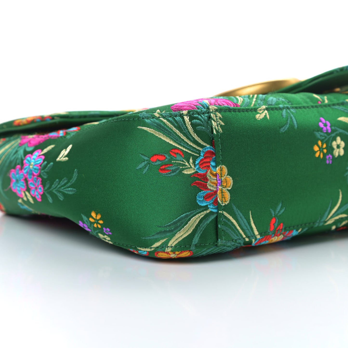 Jacquard Matelasse Floral Medium GG Marmont Shoulder Bag Green