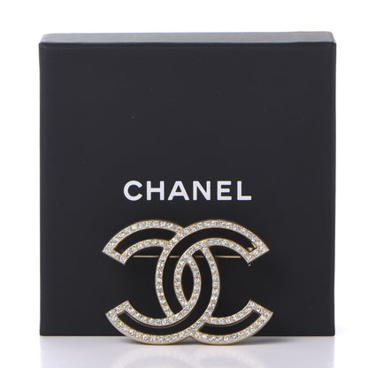 Chanel Crystal CC Brooch Gold 5 of 5