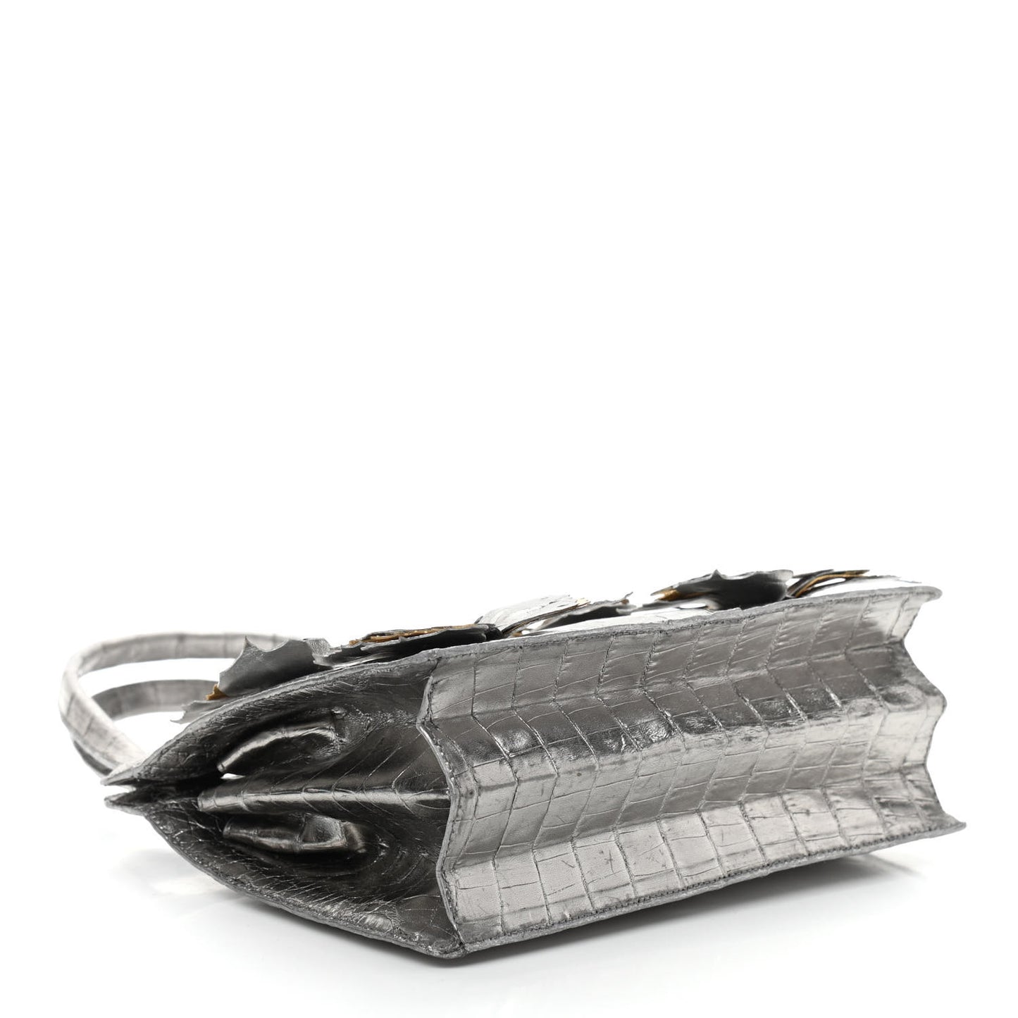 Metallic Crocodile Butterfly Bag Anthracite