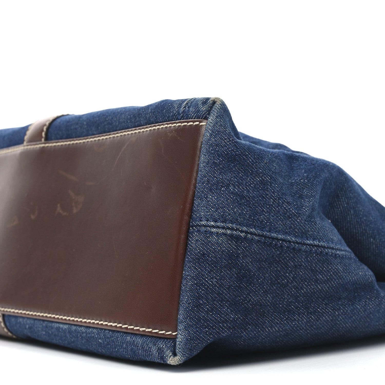 Chanel Denim CC Tote Bag Blue Brown 10 of 11