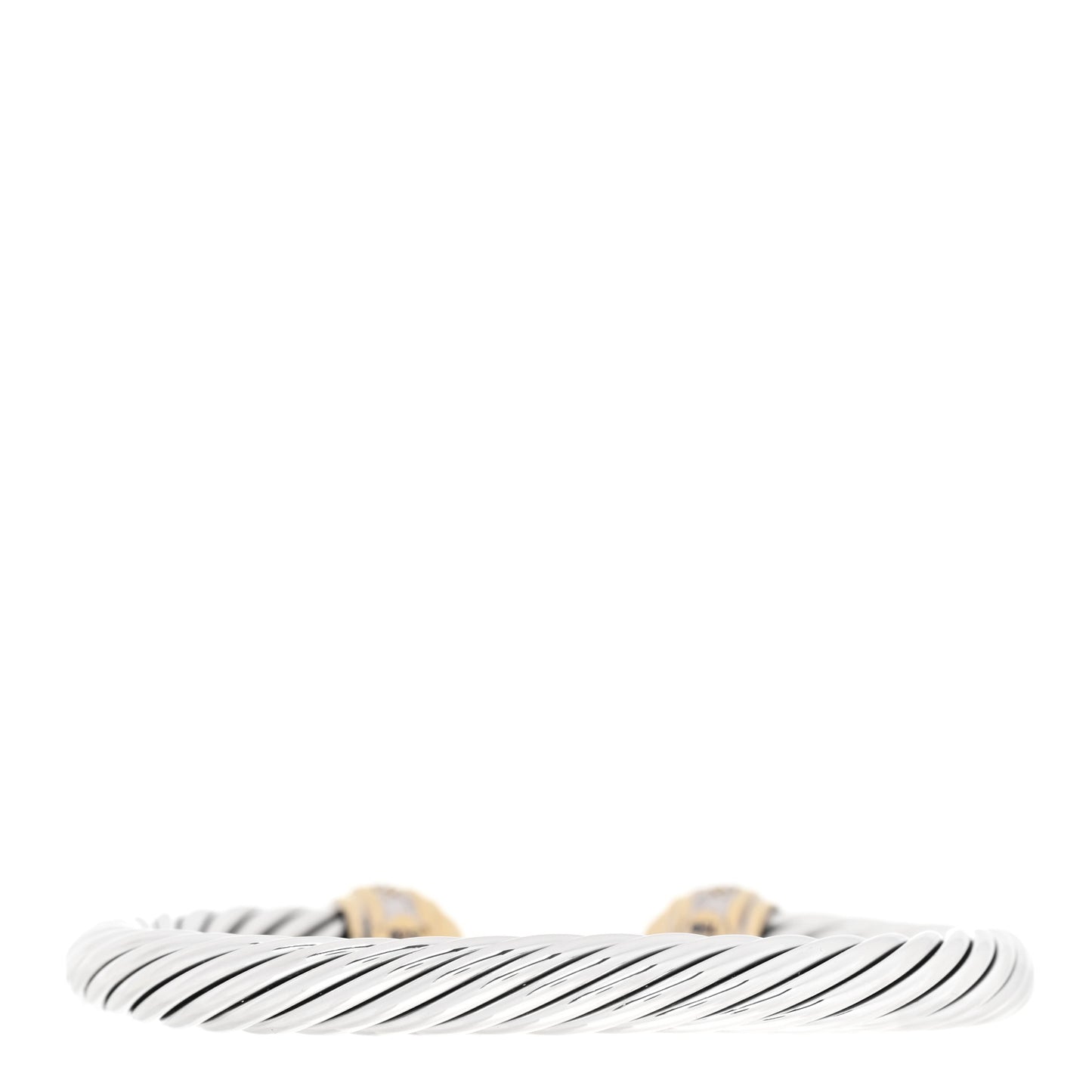 Sterling Silver 18K Yellow Gold Diamond 7mm Cable Classics Dome Bracelet