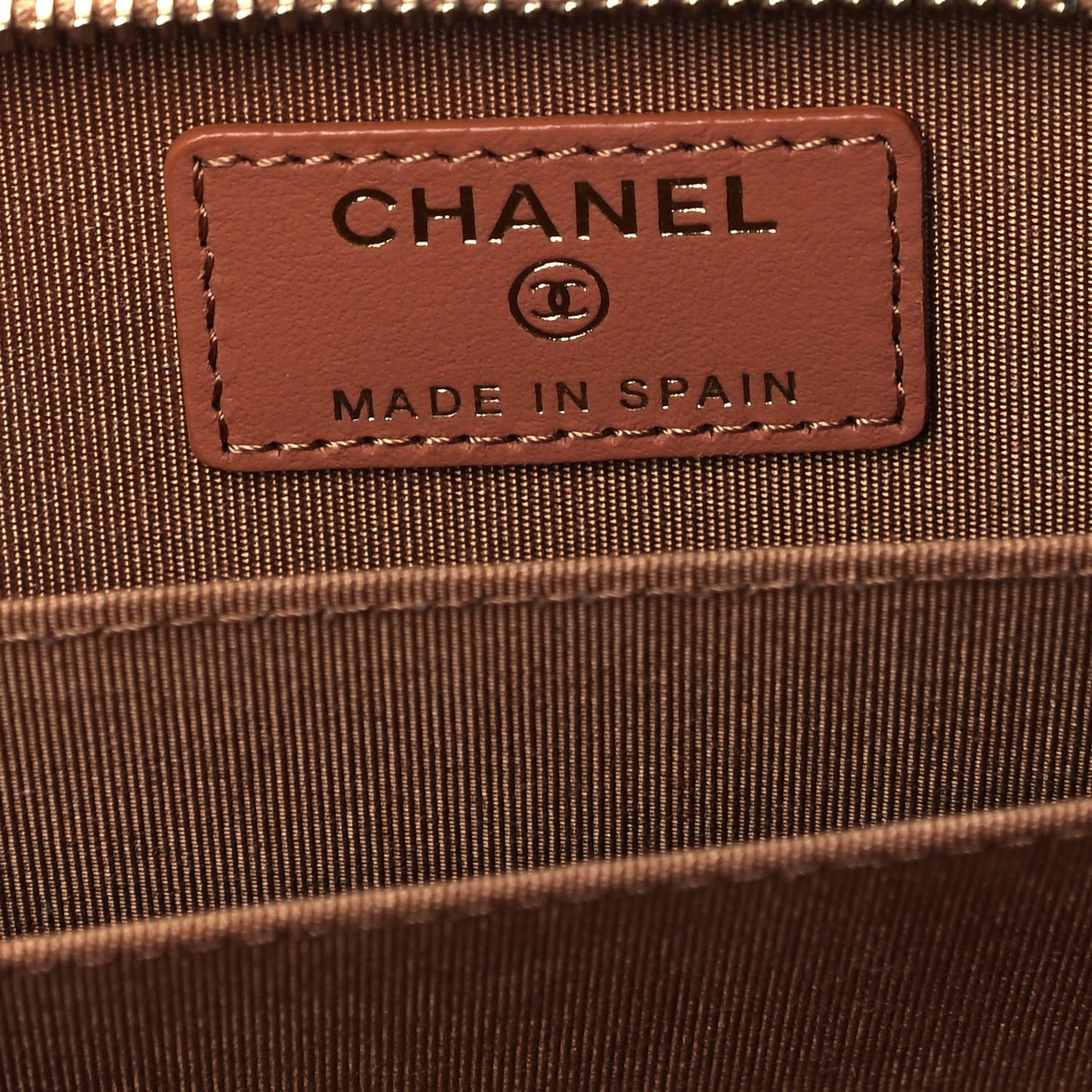 Lambskin Quilted Chanel 19 Zip Around Coin Purse Wallet Brown