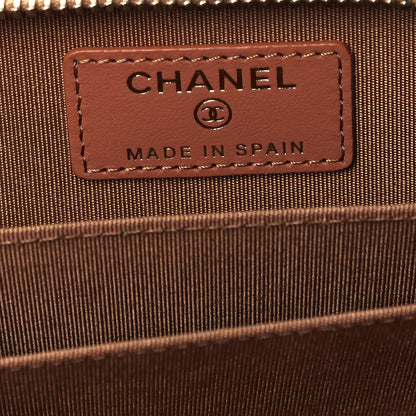 Chanel Lambskin Quilted Chanel 19 Zip Around Coin Purse Wallet Brown 5 of 8