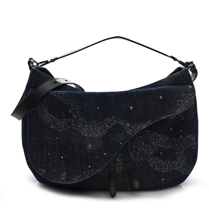 Christian Dior X PETER DOIG Denim Printed Saddle Soft Bag Black Multicolor 1 of 9