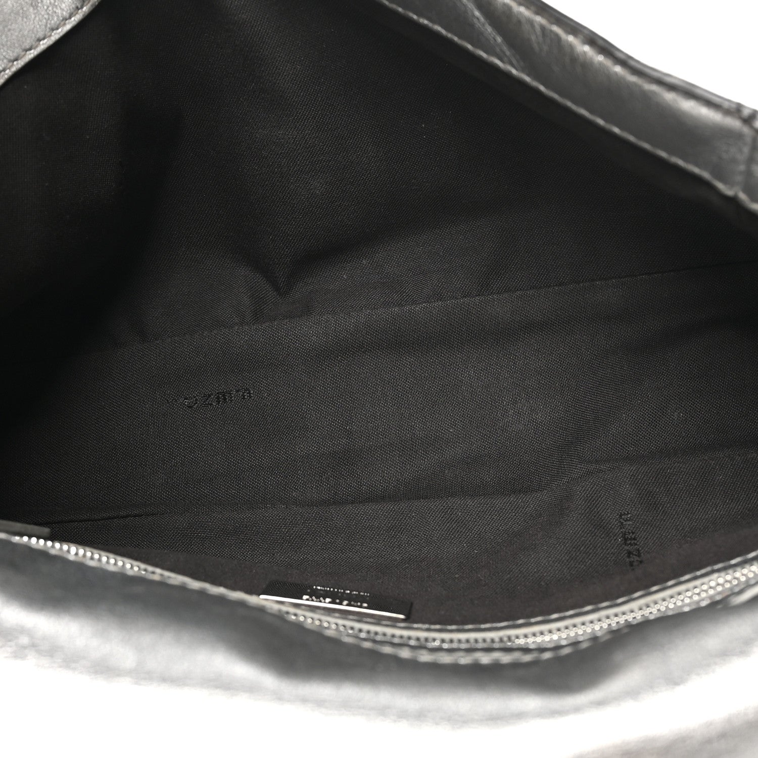 Fendi Vitello Catalan Mirror FF 1974 Embossed Baguette Argento 5 of 11