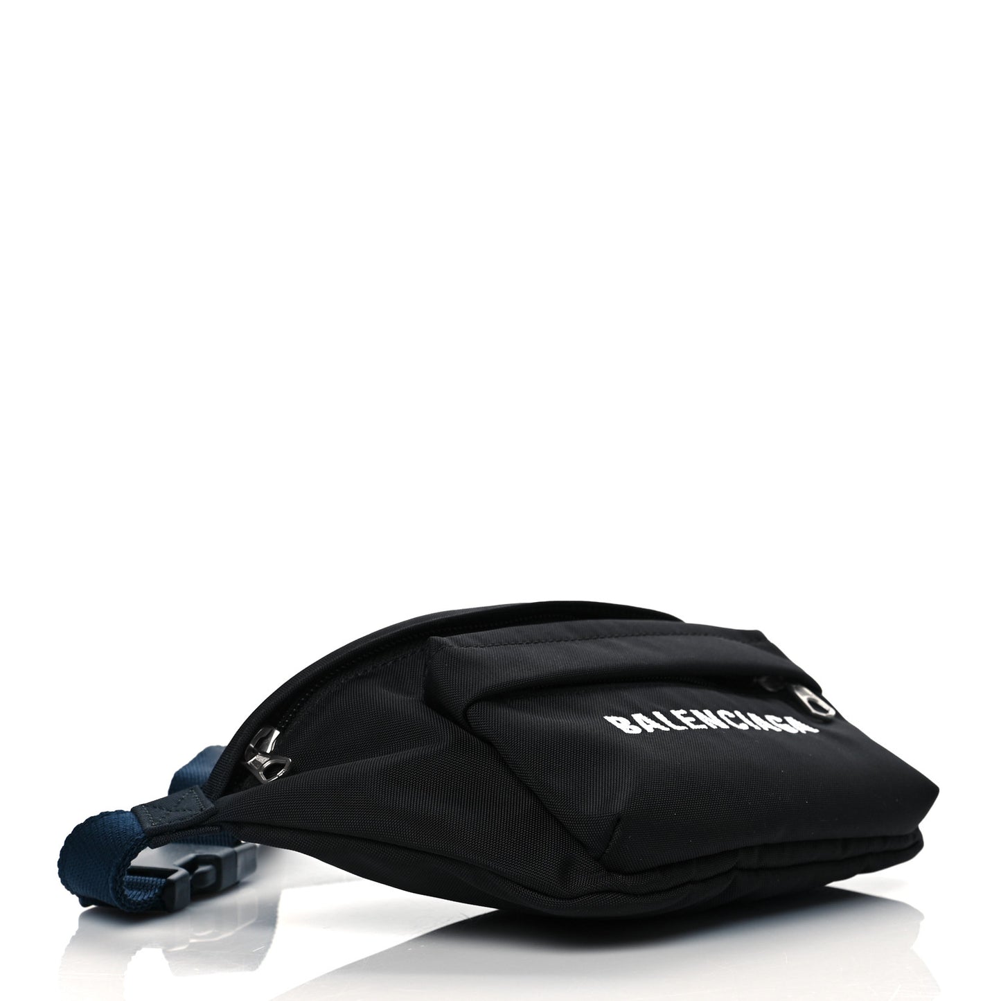 Sport Nylon Logo Embroidered Wheel Belt Bag Black White