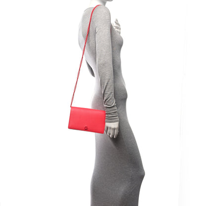 Gucci Dollar Calfskin Enamel Monochrome Mini GG Marmont Chain Wallet Runway Coral 3 of 10