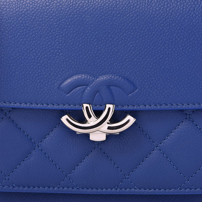 Chanel Caviar Quilted CC Box Flap Blue 8 of 11