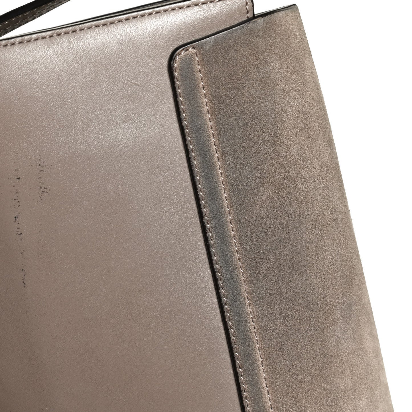 Suede Calfskin Small Faye Shoulder Bag Motty Grey