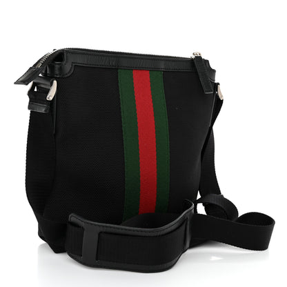 Gucci Techno Canvas Selleria Calfskin Web Small Flat Messenger Bag Black 3 of 10