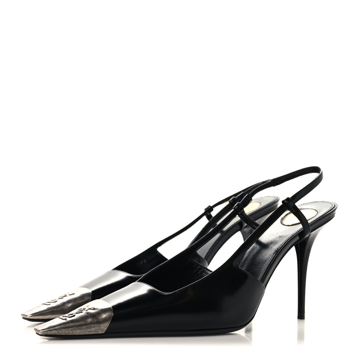 Saint Laurent Smooth Calfskin Jeanne 90 Slingback Pumps 38.5 Black 4 of 10