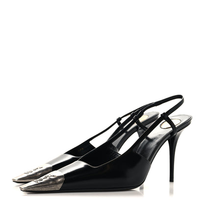 Saint Laurent Smooth Calfskin Jeanne 90 Slingback Pumps 38.5 Black 4 of 10