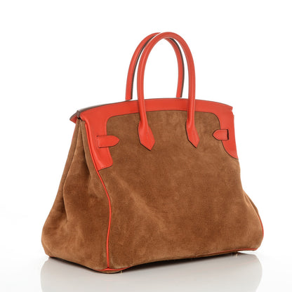 Hermes Veau Doblis Swift Grizzly Birkin 35 Chamois Capucine 3 of 29