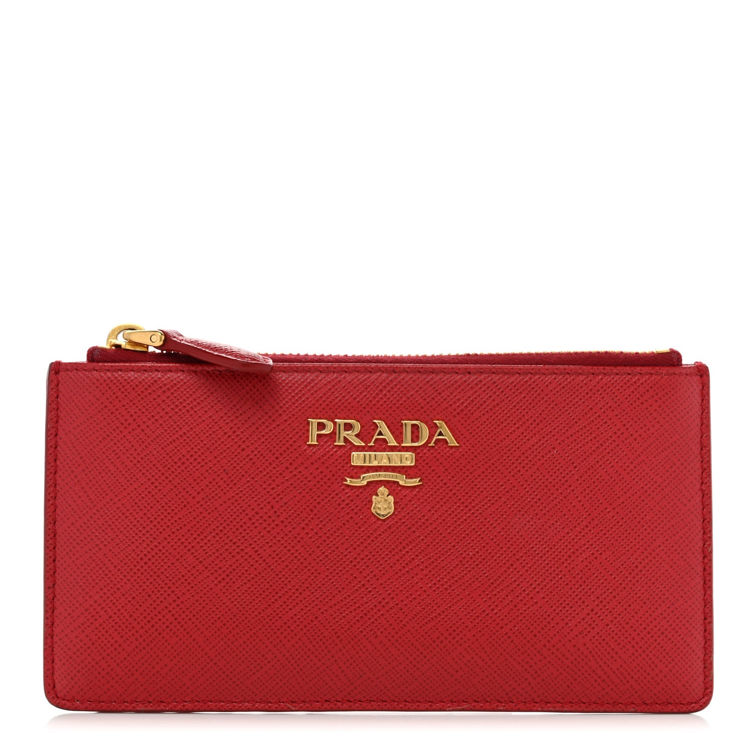 Prada Saffiano Zip Card Holder Fuoco 1 of 7
