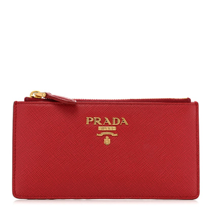 Prada Saffiano Zip Card Holder Fuoco 1 of 7