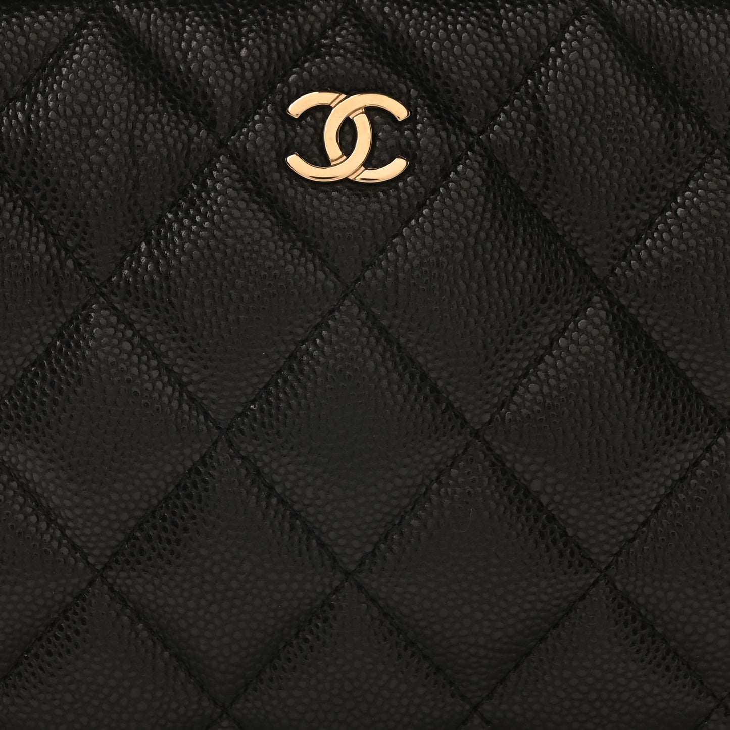 Caviar Quilted Medium Curvy Pouch Cosmetic Case Black