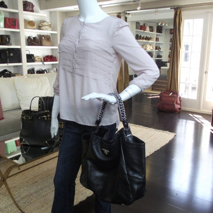 Prada Cervo Lux Chain Shoulder Bag Black 2 of 12