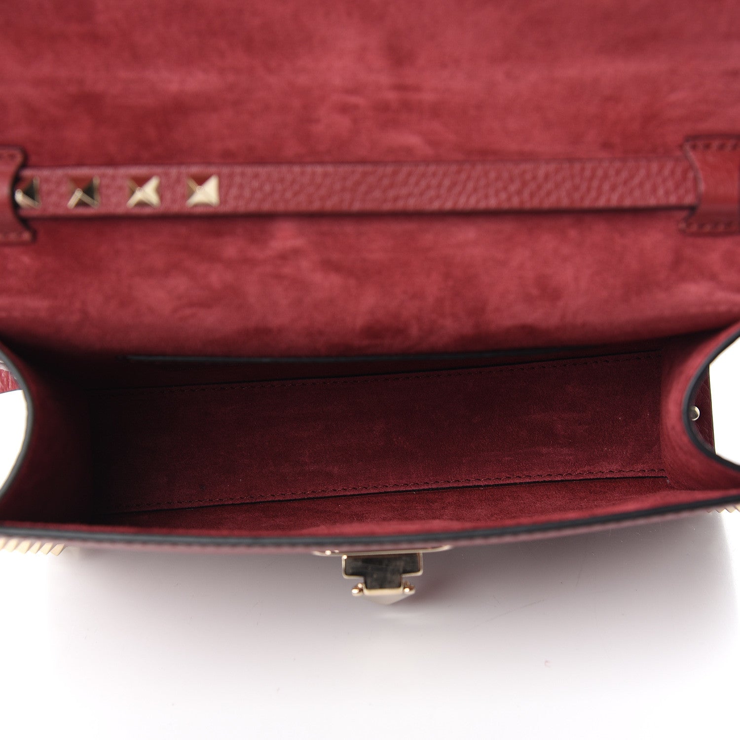 Valentino Garavani Pebbled Calfskin Medium Rockstud Flip Lock Crossbody Bag Rubino 4 of 10