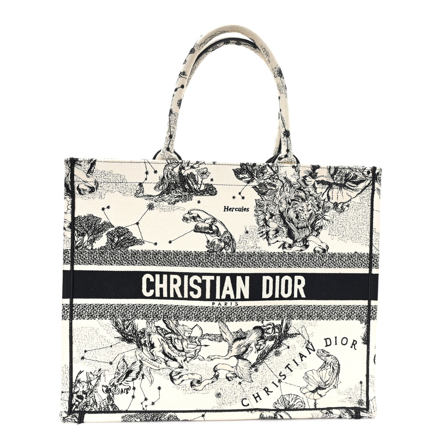 Christian Dior Canvas Zodiac Toile De Jouy Embroidered Large Book Tote Latte 1 of 10