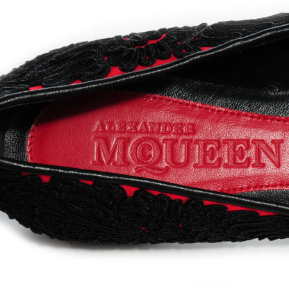 Alexander McQueen Suede Passementerie Smoking Slipper Black Red 38 7 of 7