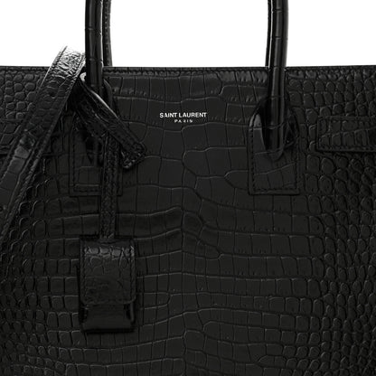 Saint Laurent Calfskin Crocodile Embossed Baby Sac De Jour Black 8 of 15