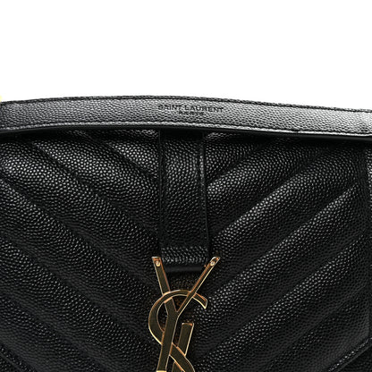 Saint Laurent Grain De Poudre Textured Mixed Matelasse Triquilt Medium Monogram Satchel Black 7 of 9