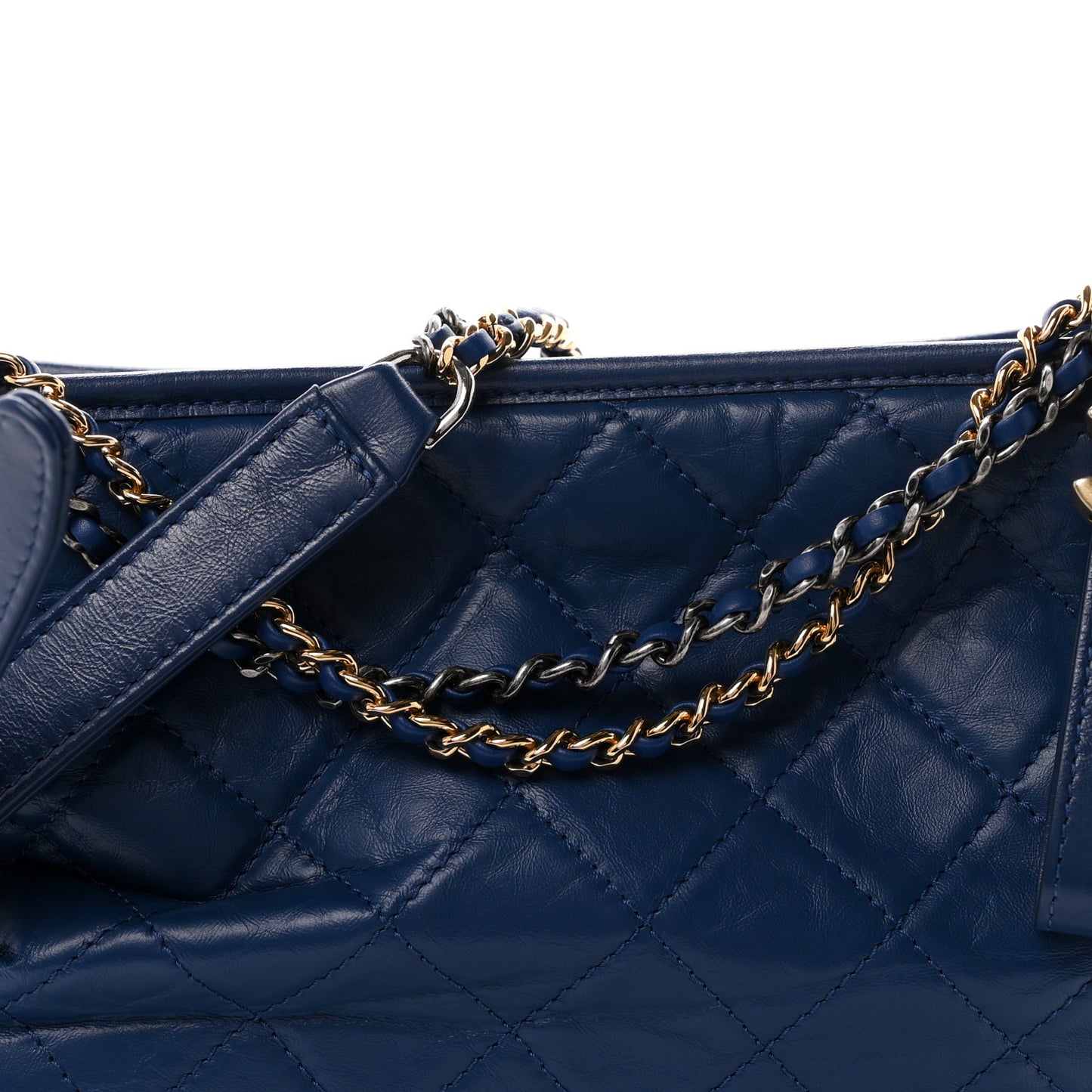 Aged Calfskin Quilted Medium Gabrielle Hobo Blue
