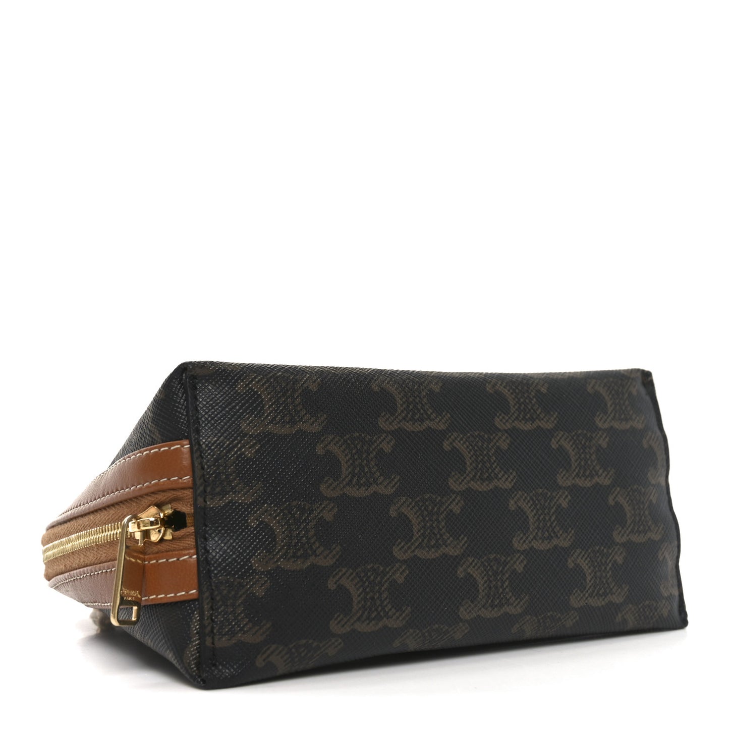 Triomphe Canvas Lambskin Clutch On Chain Tan