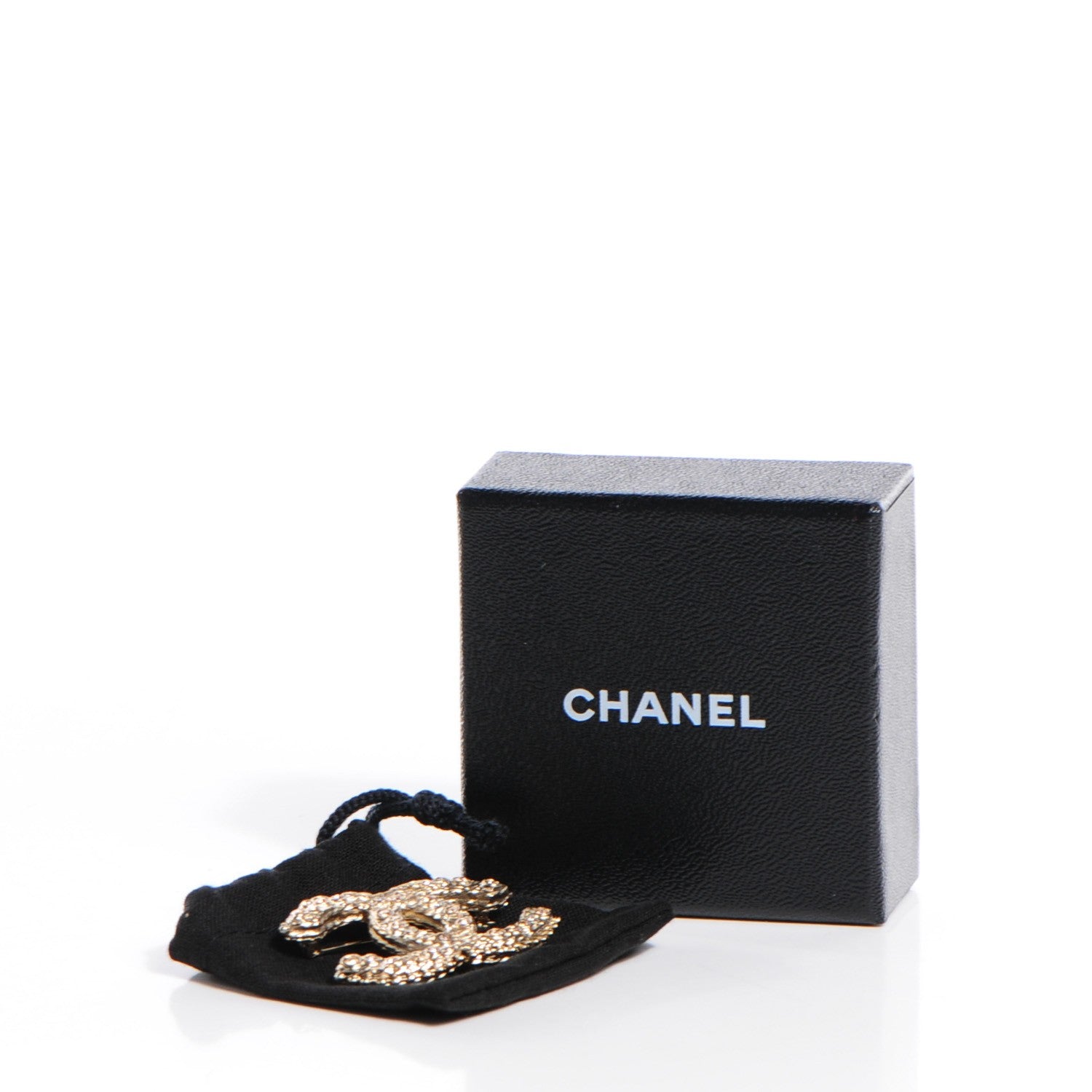 Chanel Crystal CC Brooch Light Gold 5 of 5