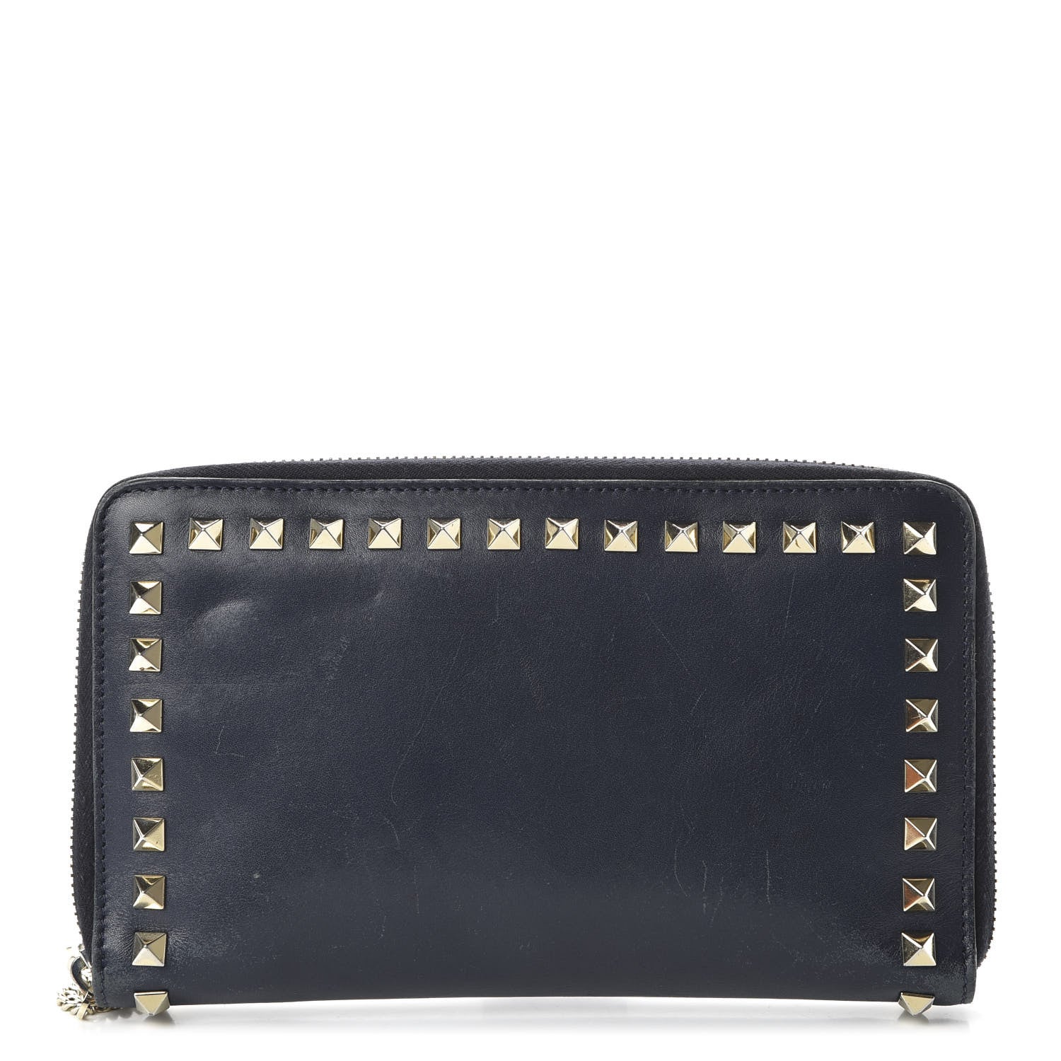 Valentino Garavani Nappa Rockstud Organizer Zip Around Wallet Marine 1 of 10