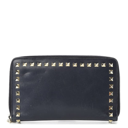 Valentino Garavani Nappa Rockstud Organizer Zip Around Wallet Marine 1 of 10