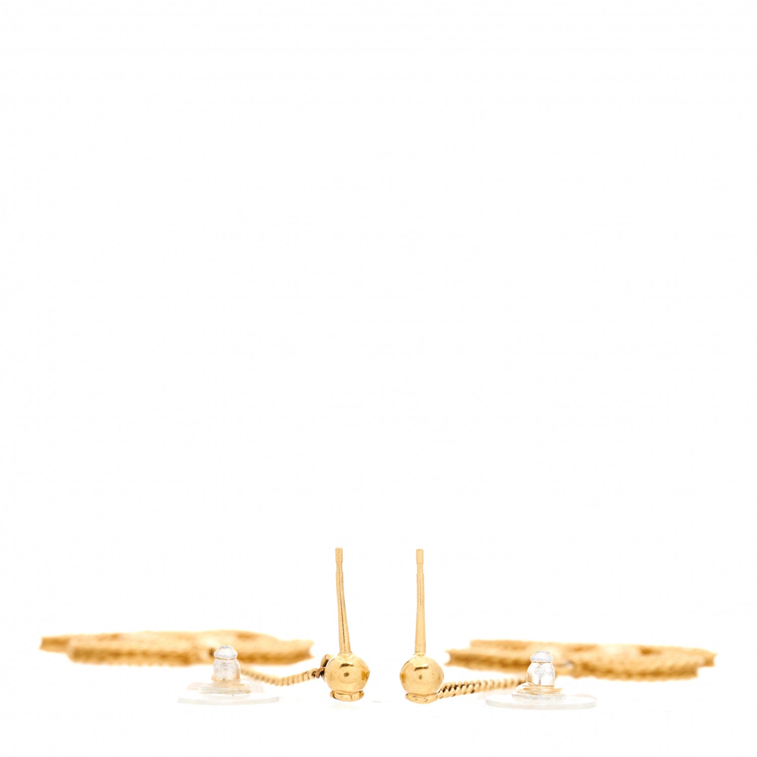 Chanel CC Drop Earrings Matte Gold 3 of 4
