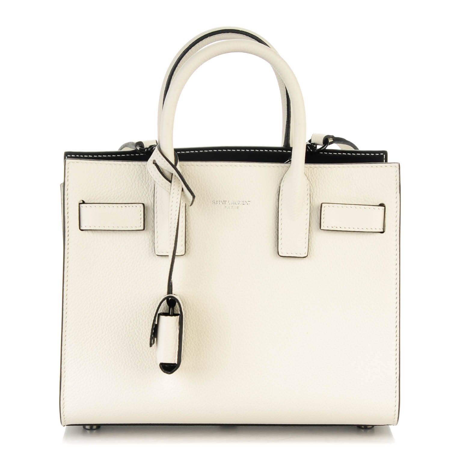 Saint Laurent Grained Calfskin Nano Sac De Jour Porcellana Nero 1 of 7