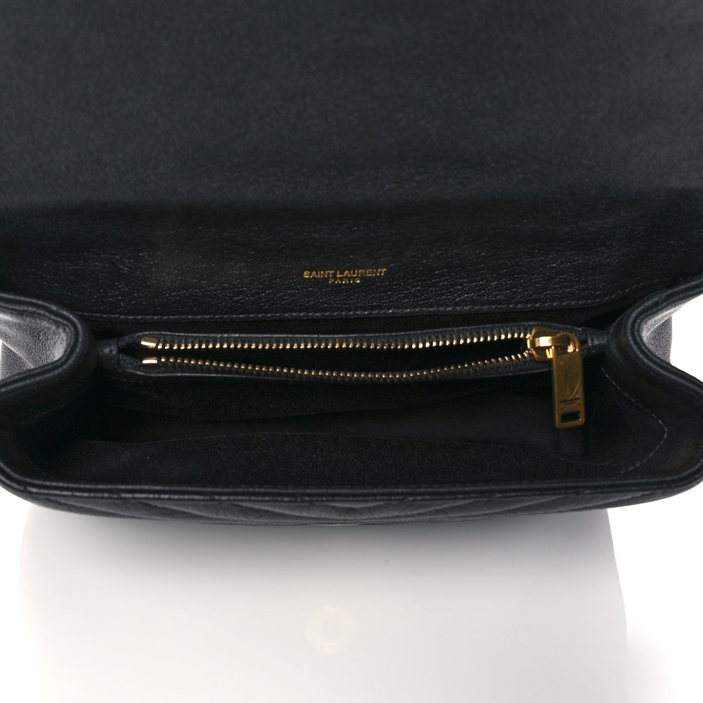 Sheepskin Matelasse Chevron Monogram Medium College Bag Black